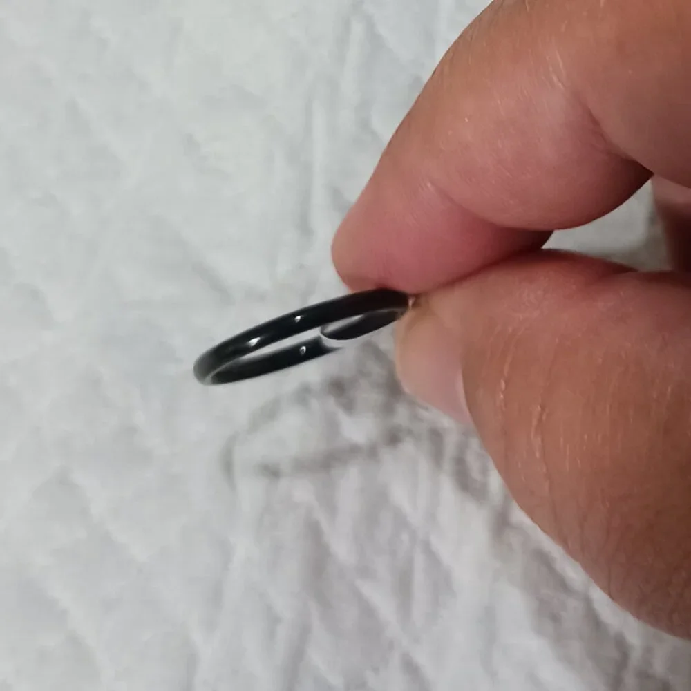 NWOT Black Titanium Steel Thin Stackable Ring Size 7 - Picture 7 of 9